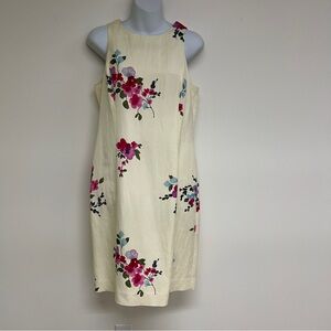 Vintage 90’s Jones New York Floral Sleeveless Dress  Pale Yellow and Pink size 8